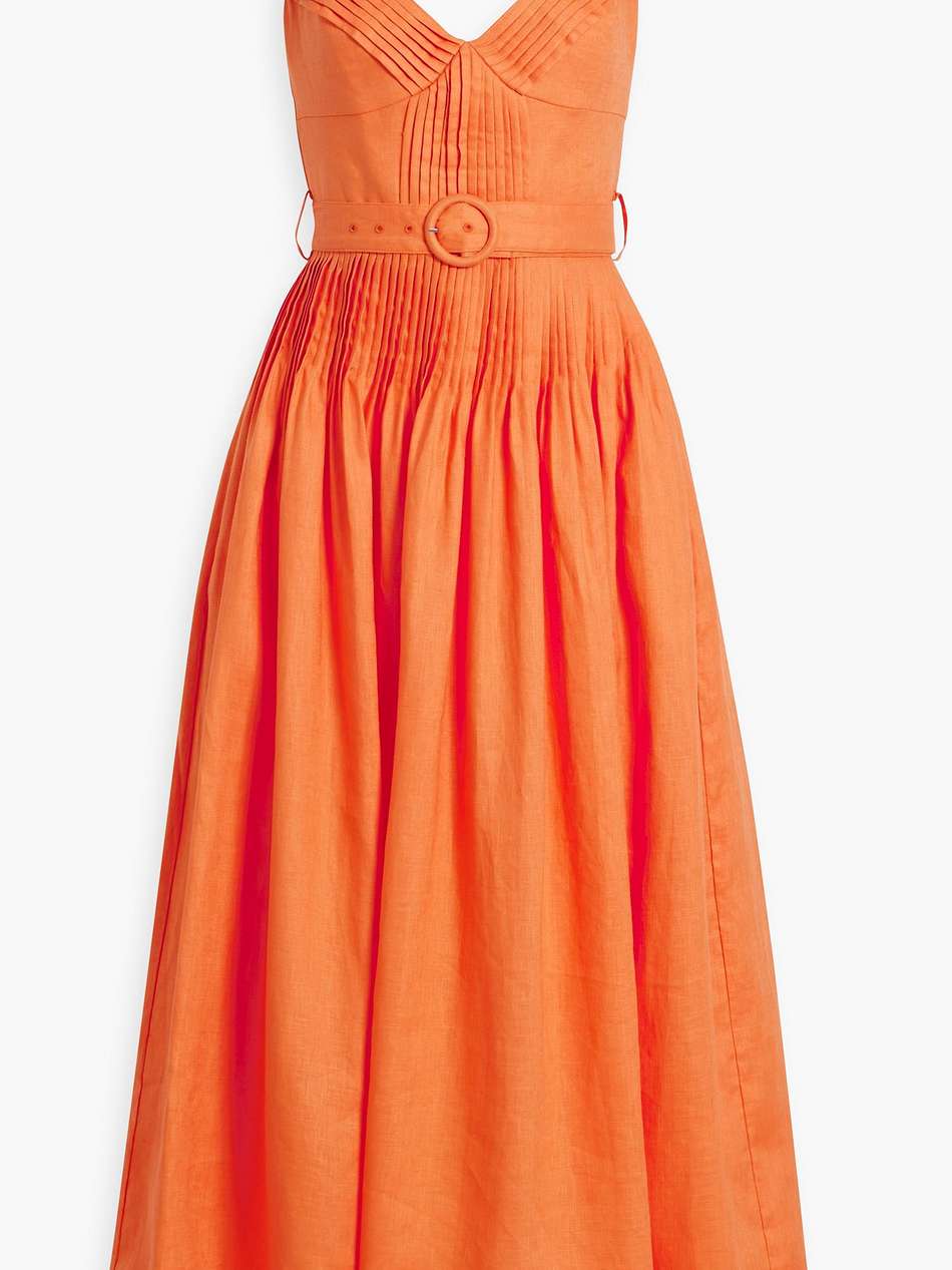 mireille belted linen maxi dress