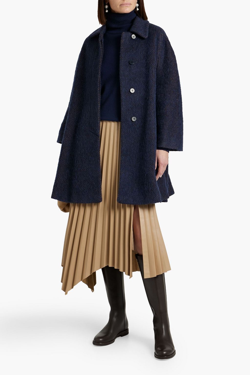 REDVALENTINO Herringbone brushed-felt coat