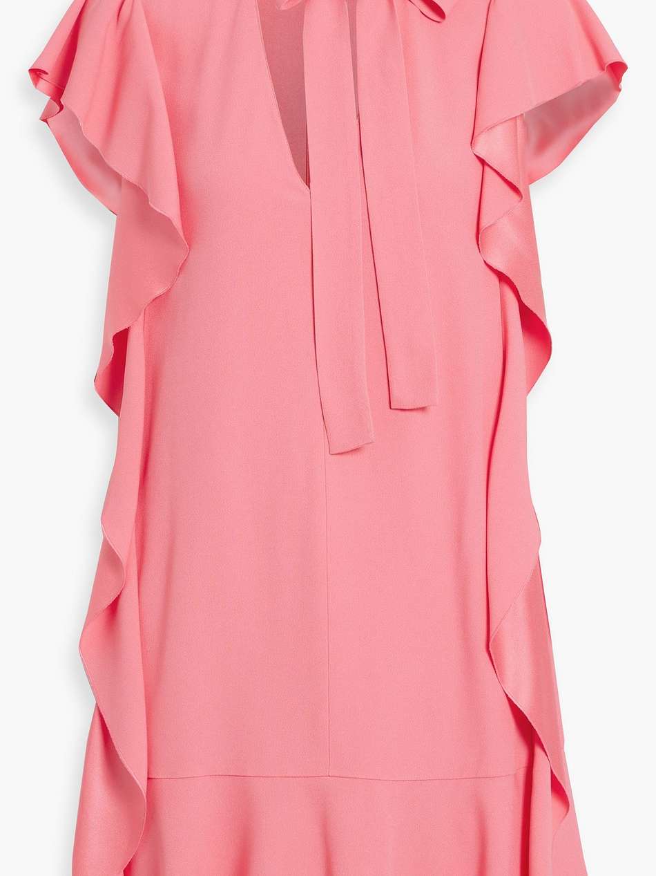 pussy-bow ruffled satin-crepe mini dress