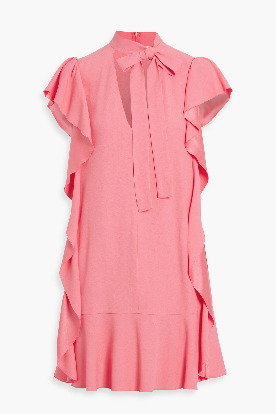 Red Valentino Pussy-bow Ruffled Satin-crepe Mini Dress In Bubblegum