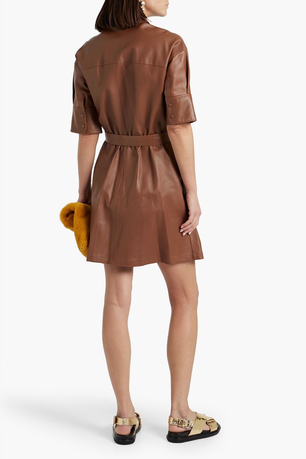 REDVALENTINO Leather mini shirt dress