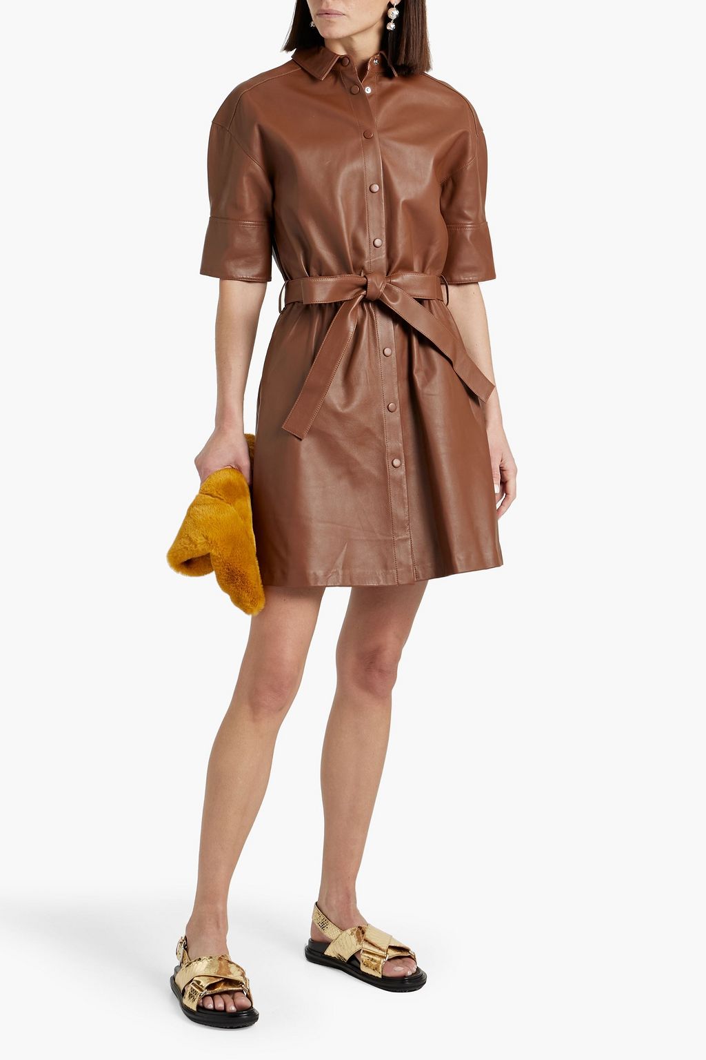 REDVALENTINO Leather mini shirt dress