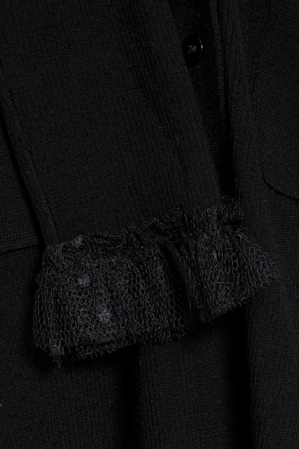 REDVALENTINO Point d'esprit-trimmed ribbed wool cardigan