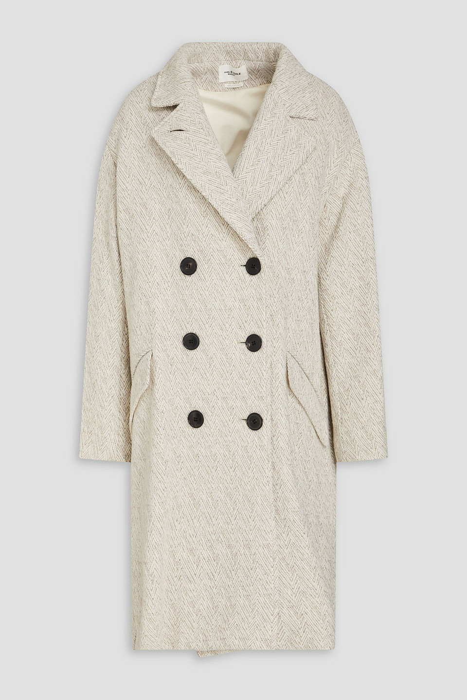 Isabel Marant Étoile Cilika Mantel Aus Einer Wollmischung Mit Fischgratmuster In Brown