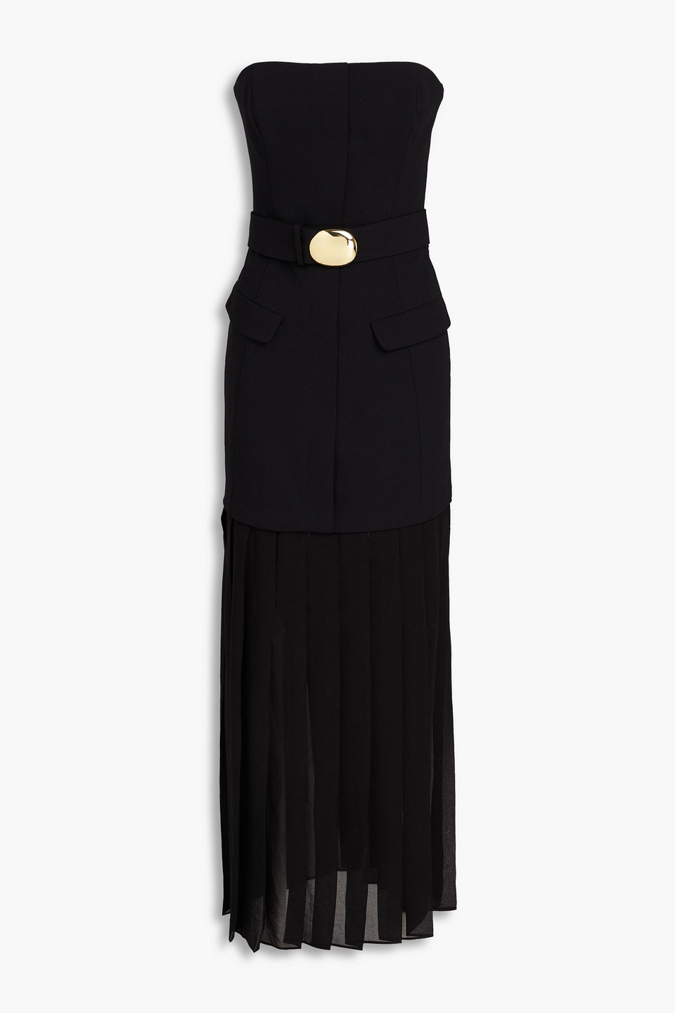 Reagan strapless pleated crepe and georgette maxi dress