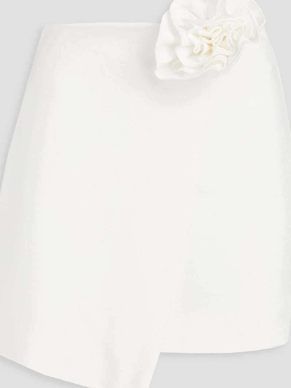 floral-appliquéd wrap-effect jersey mini skirt