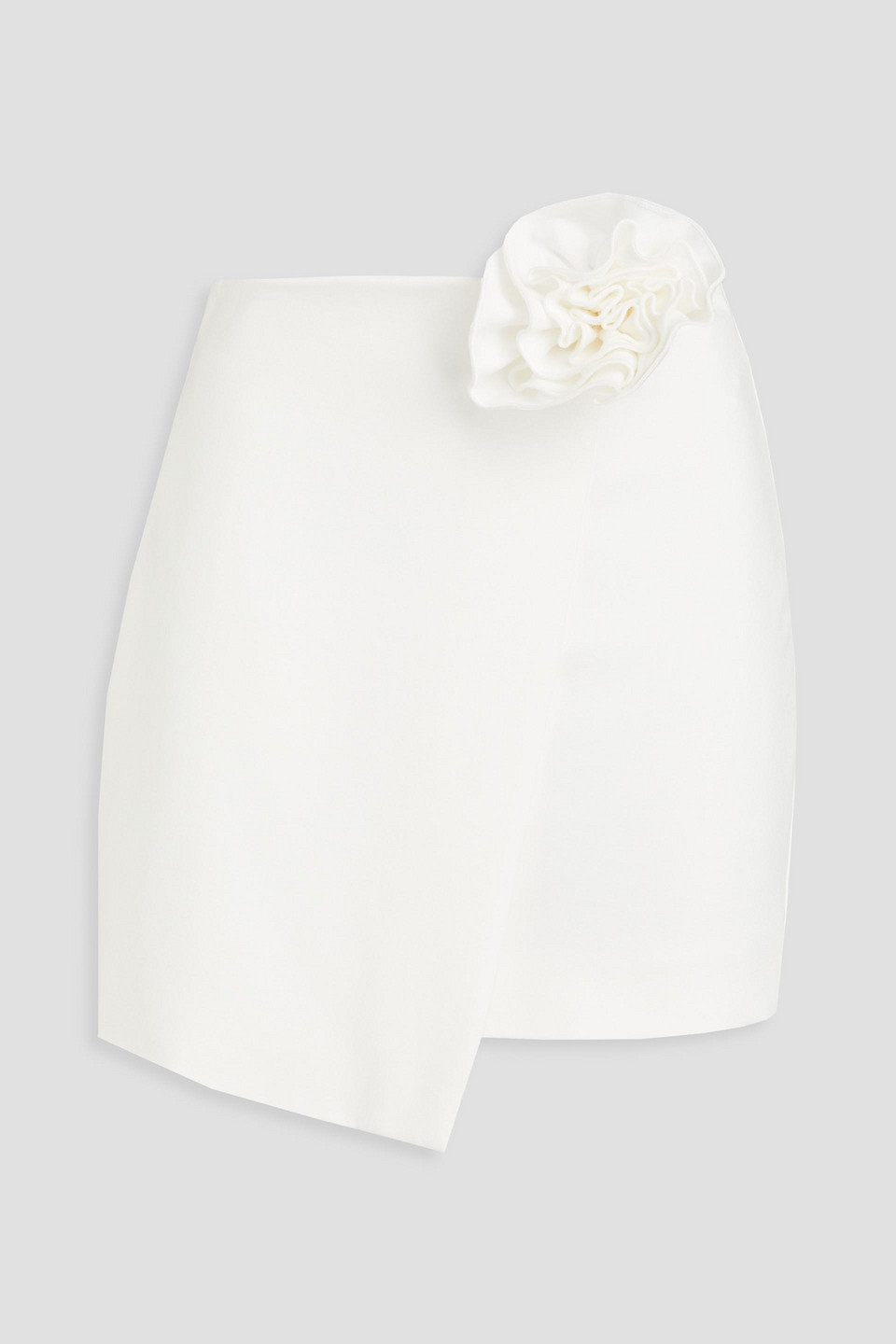 Nicholas Floral-appliquéd Wrap-effect Jersey Mini Skirt In White