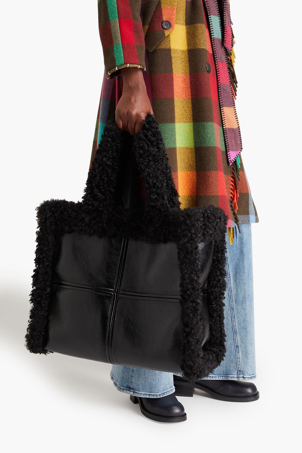 STAND STUDIO Lola faux shearling tote