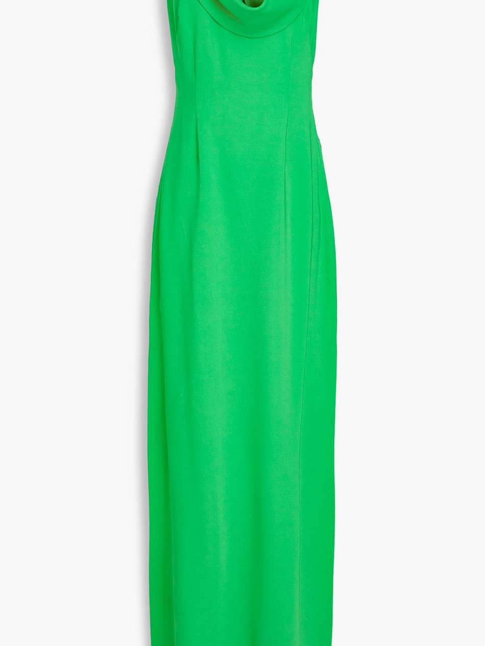 draped silk-blend crepe gown