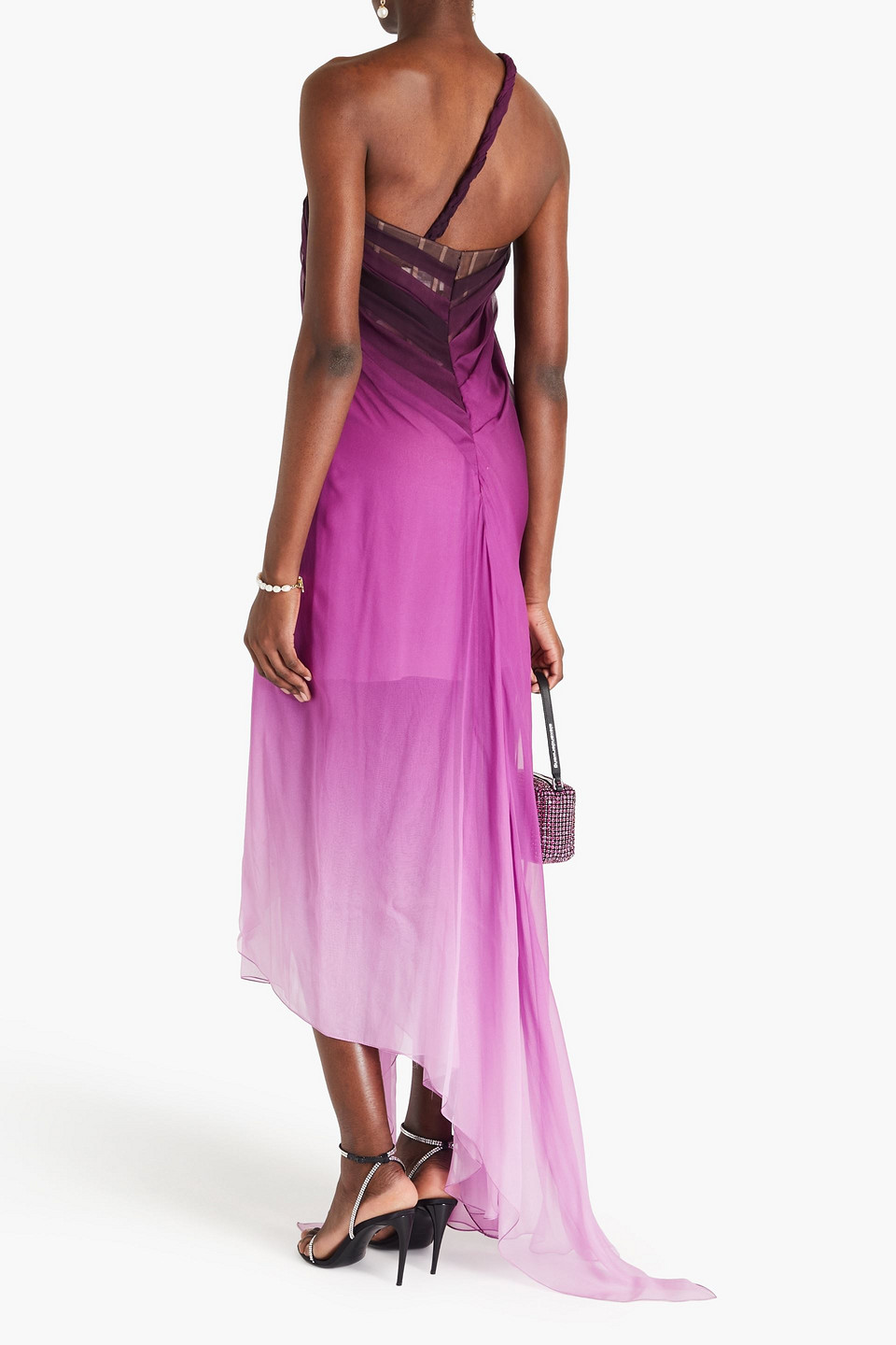  Oscar De La Renta - Robe Aus Seidenchiffon Mit Farbverlauf Und Asymmetrischer Schulterpartie - Lila - Us 14 
