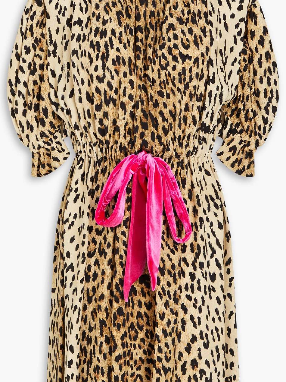 leopard-print silk crepe de chine mini dress