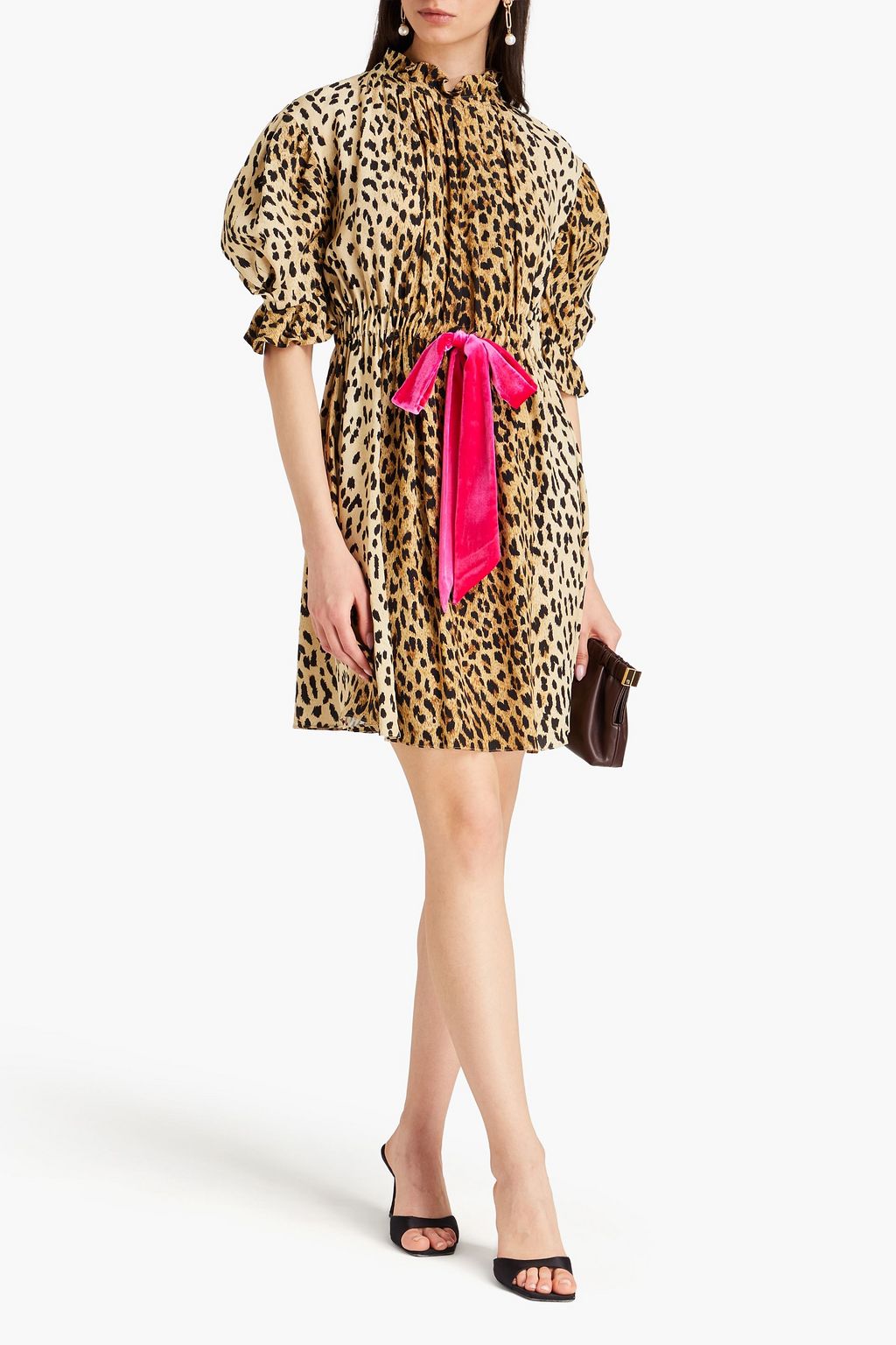 VALENTINO GARAVANI Leopard-print silk crepe de chine mini dress