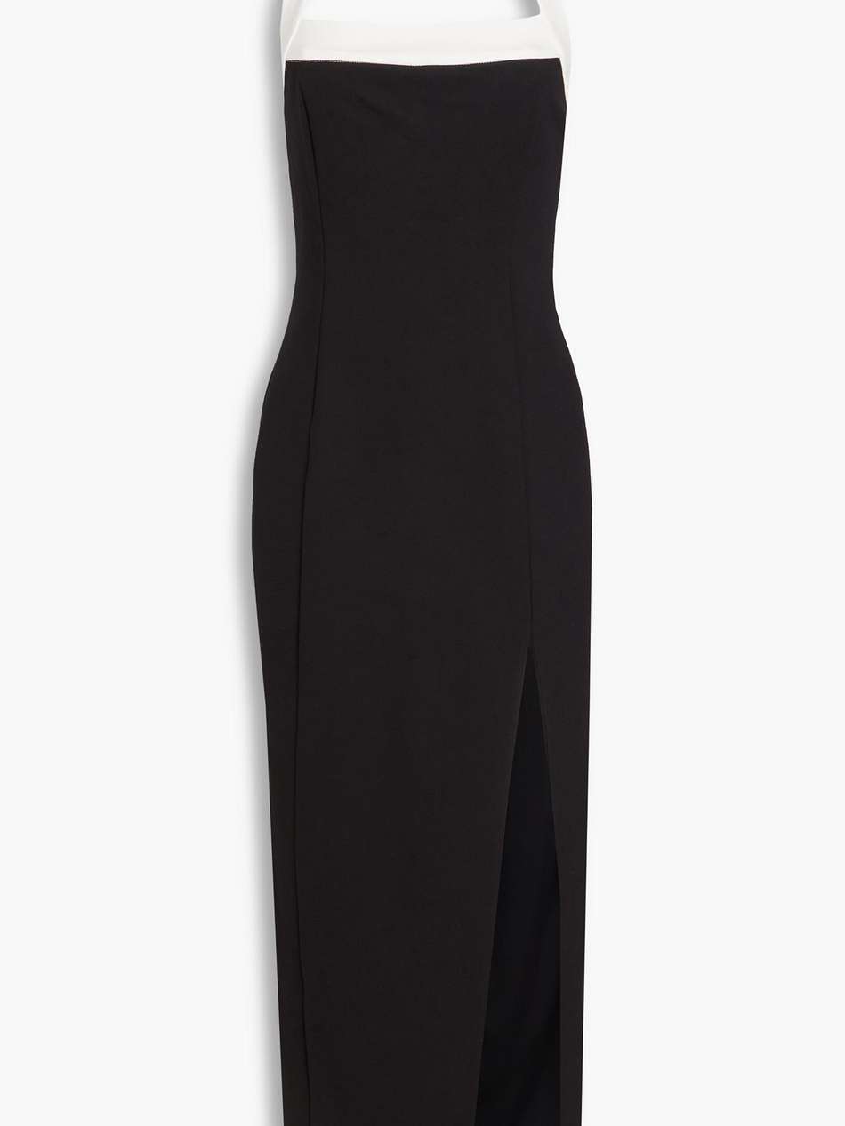 jane two-tone ponte halterneck midi dress