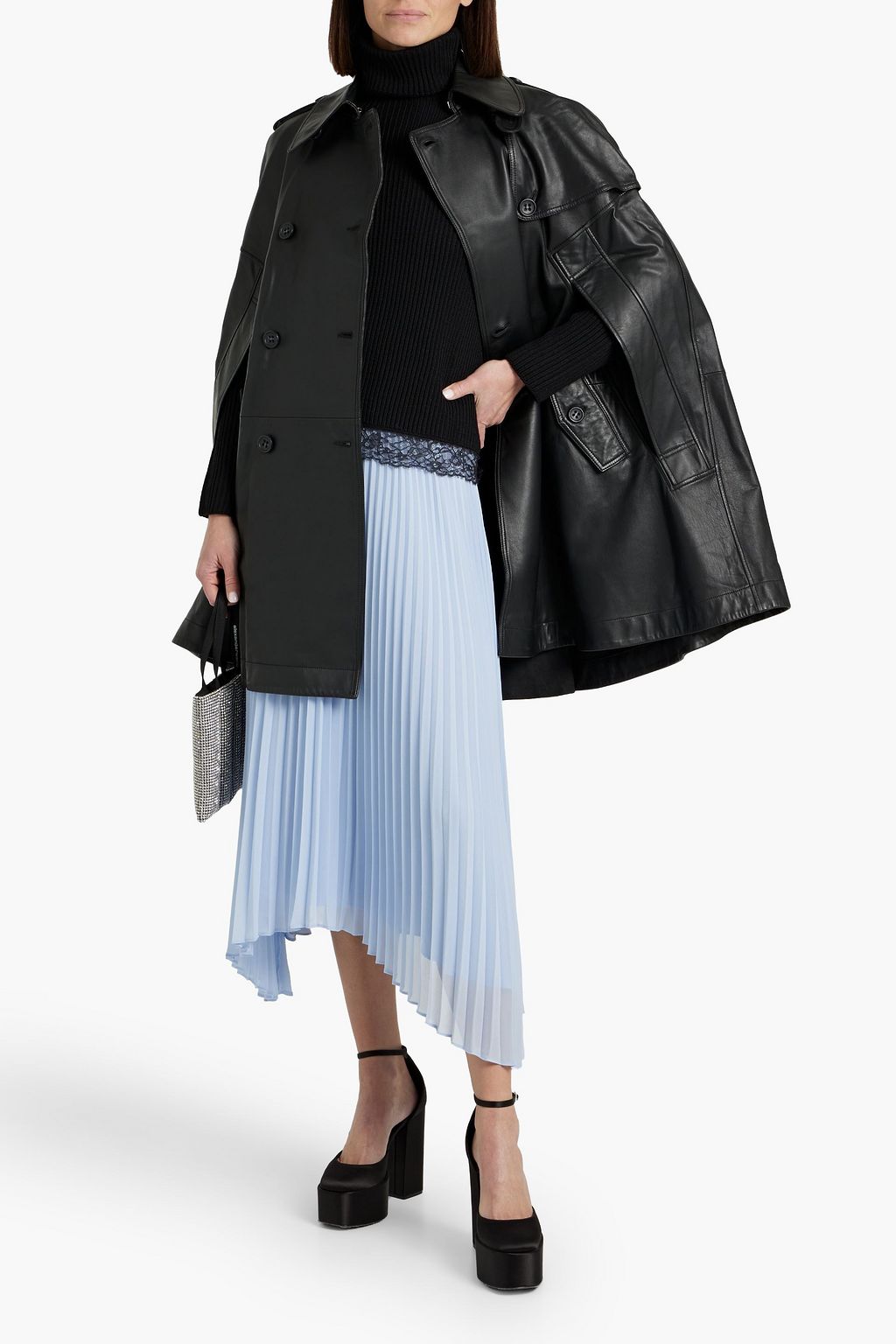REDVALENTINO Double-breasted leather cape