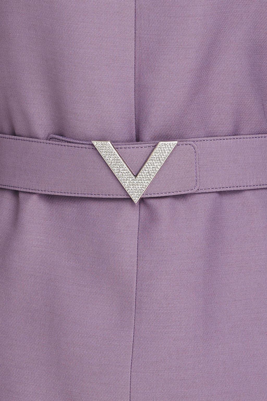 VALENTINO GARAVANI Belted wool and silk-blend crepe mini dress