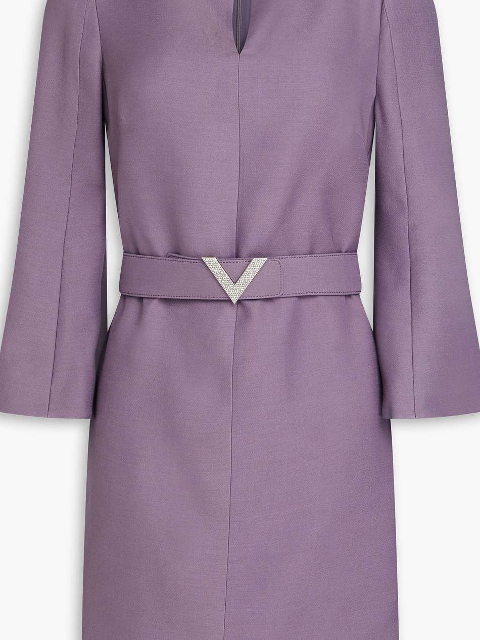 belted wool and silk-blend crepe mini dress