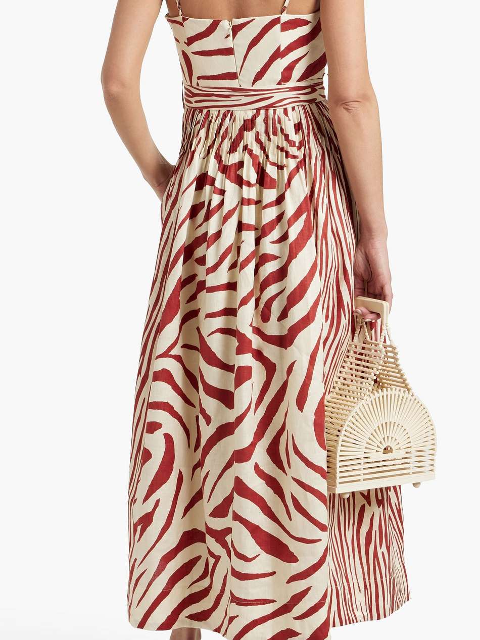 mireille pintucked zebra-print linen maxi dress