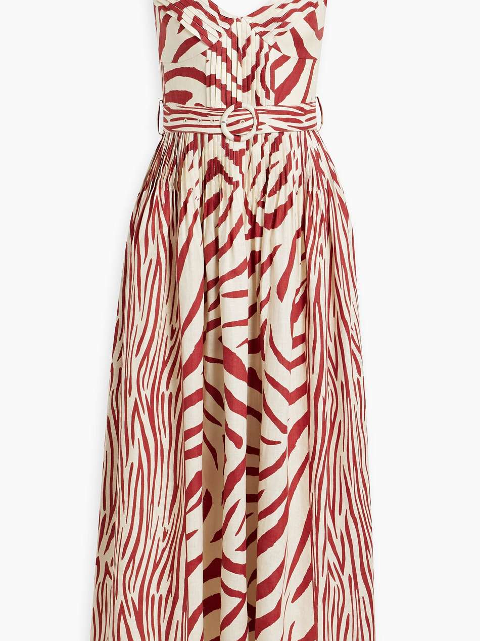 mireille pintucked zebra-print linen maxi dress
