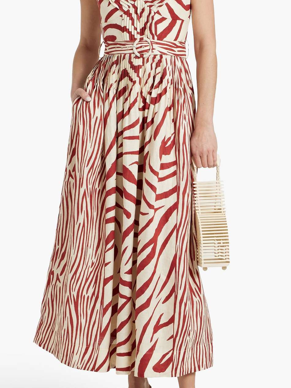 mireille pintucked zebra-print linen maxi dress