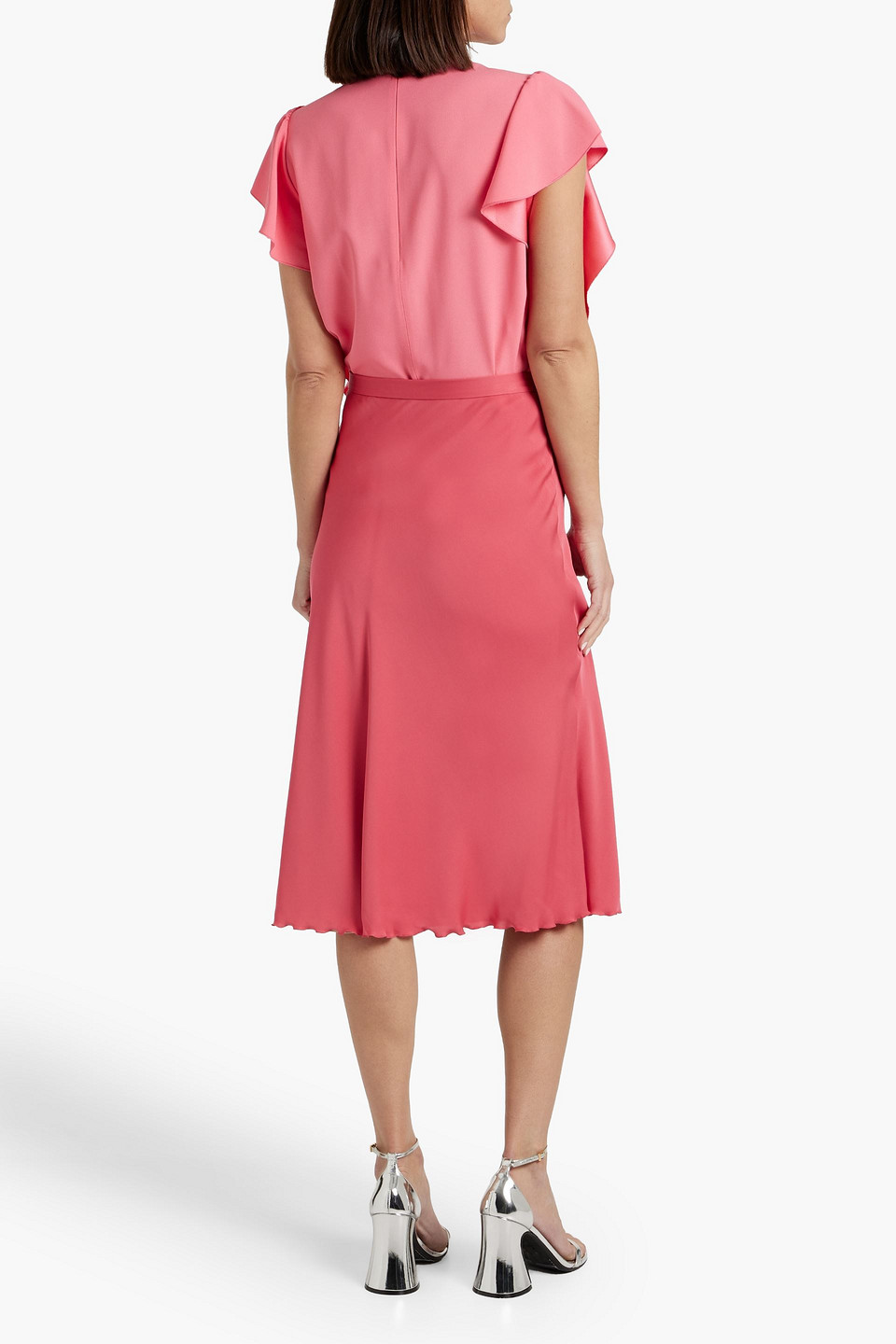 Shop Red Valentino Ruffled Crepe Top In Pink