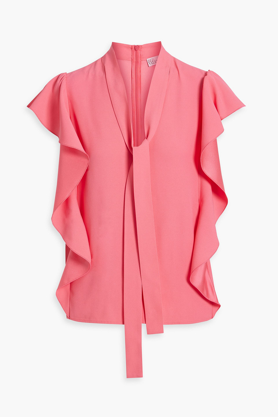 Red Valentino Ruffled Crepe Top In Pink