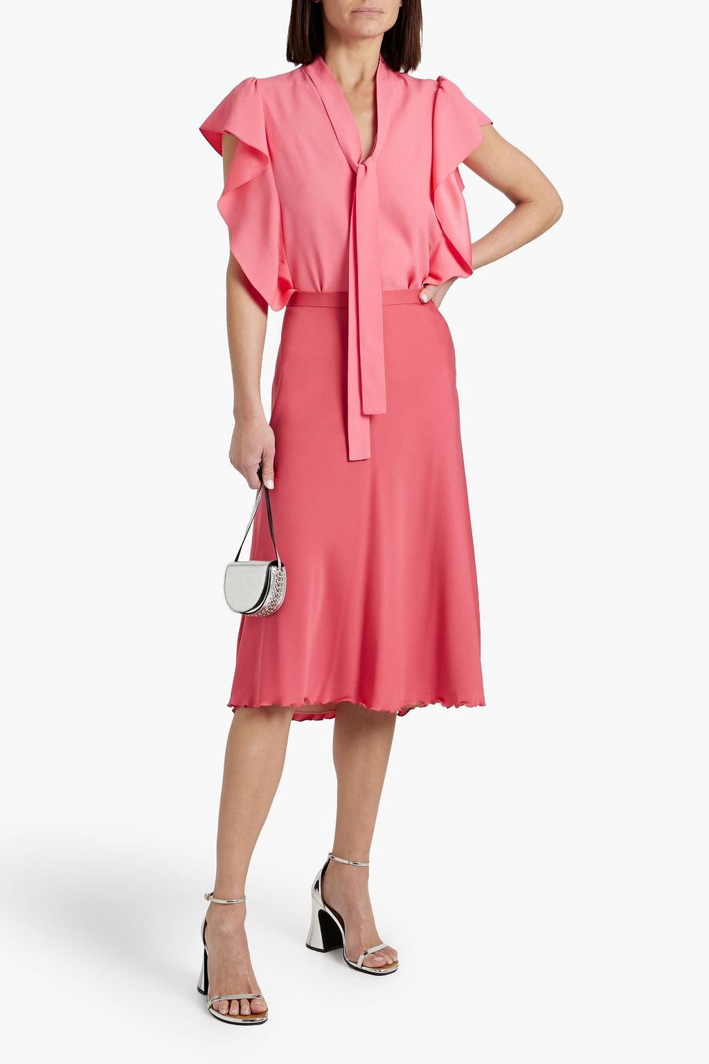 REDVALENTINO Pussy-bow ruffled cady top