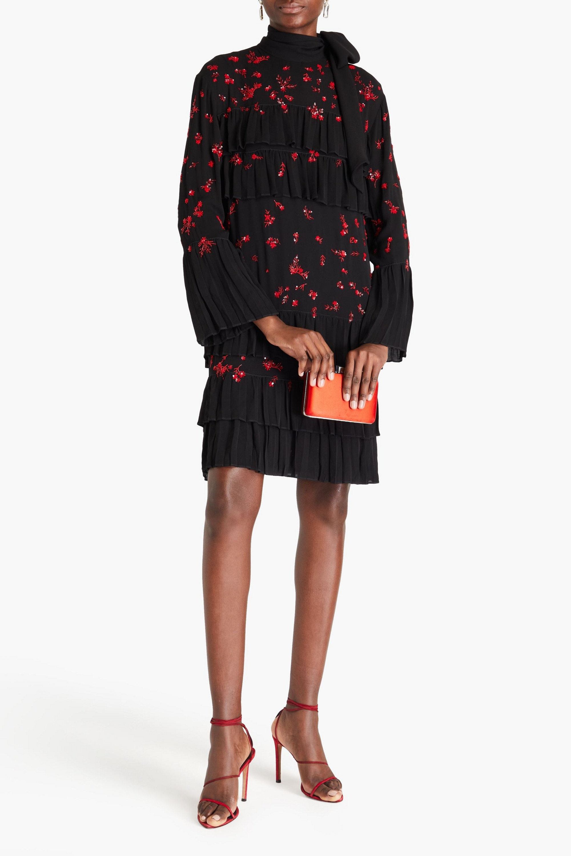 Valentino Garavani Pussy-bow embellished crepe dress