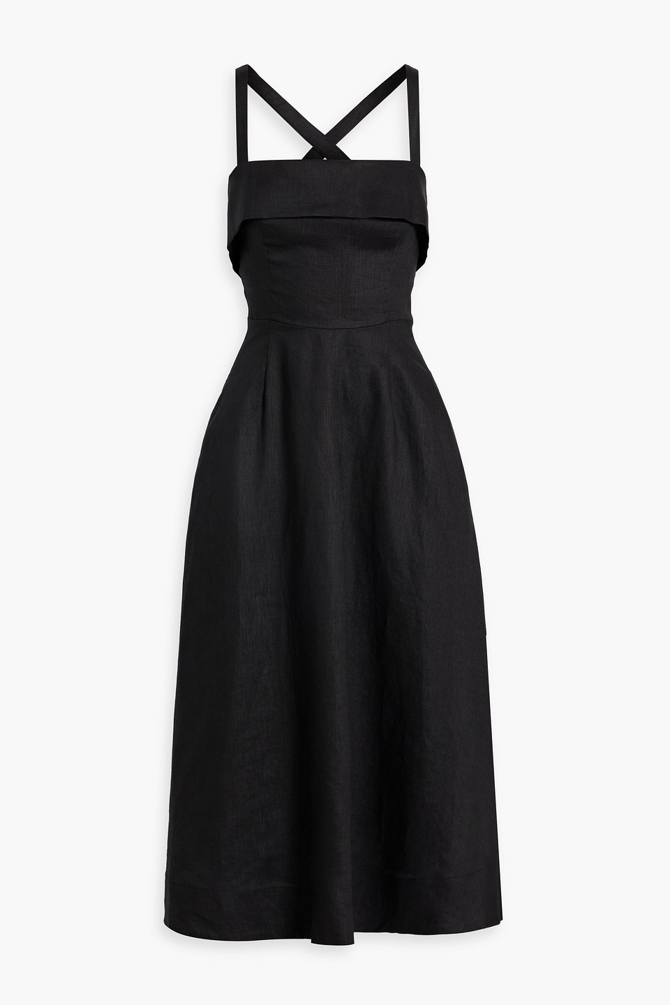 Nicholas Carmellia Linen Midi Dress In Black