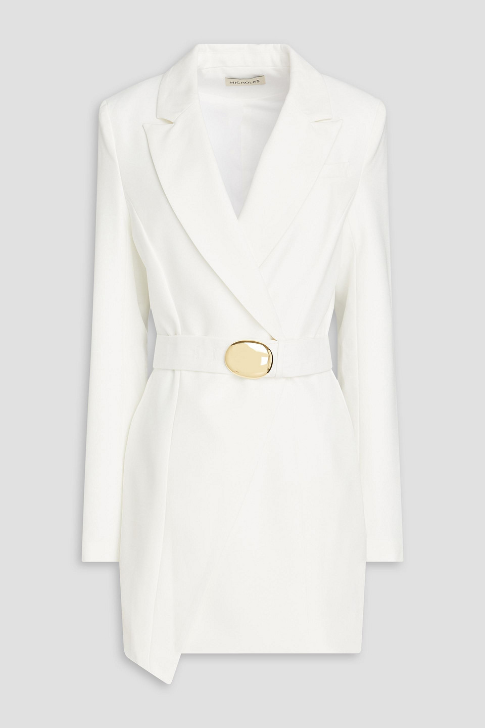 Nicholas Mackenzie Belted Crepe Mini Dress In White