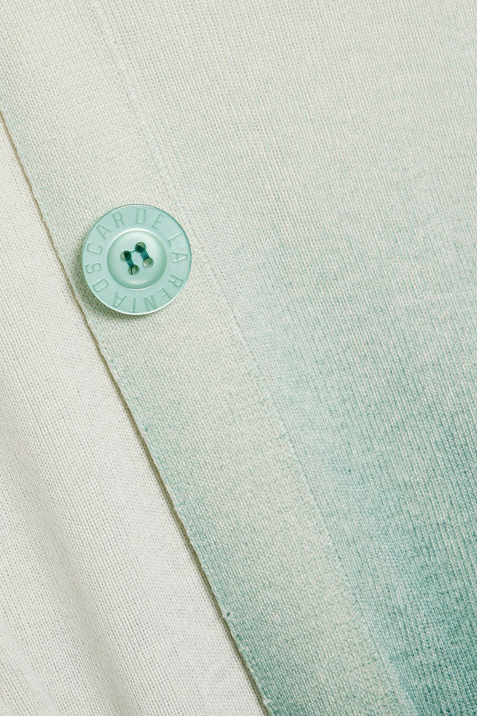 Oscar De La Renta Dégradé Ribbed Silk-blend Cardigan In Teal
