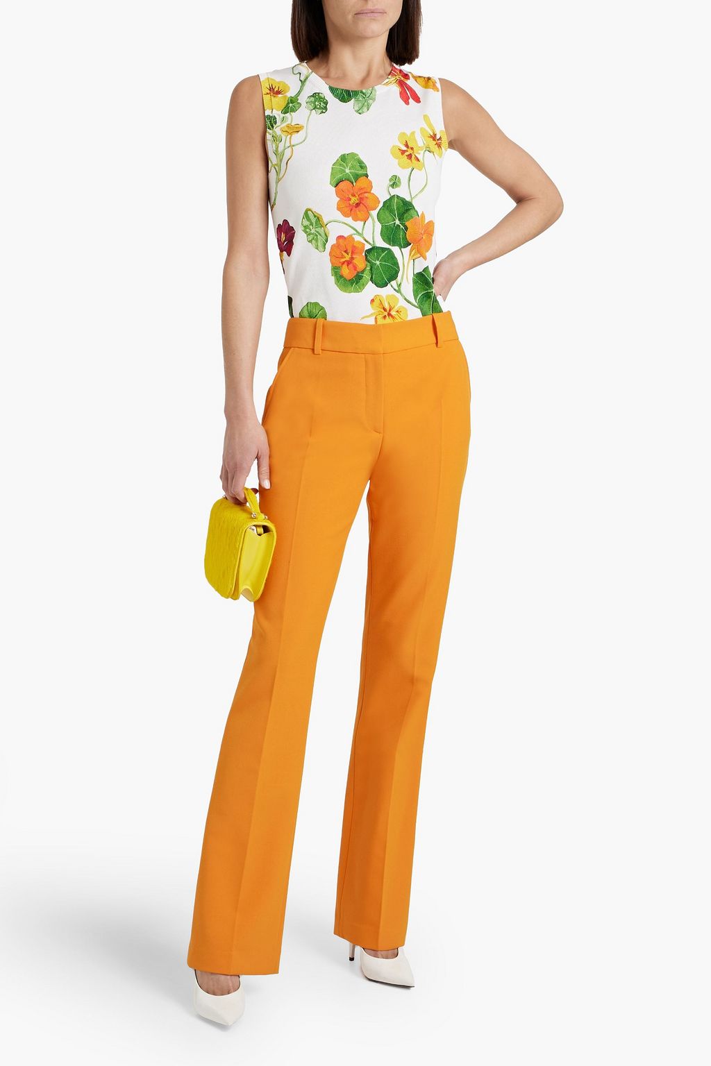 OSCAR DE LA RENTA Floral-print cotton-blend top