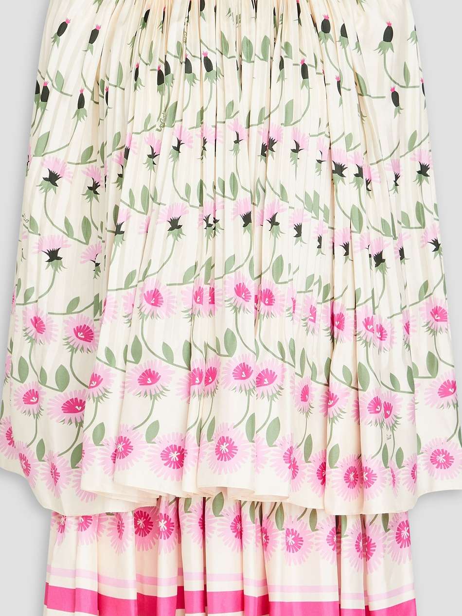 cape-effect printed silk-twill mini dress