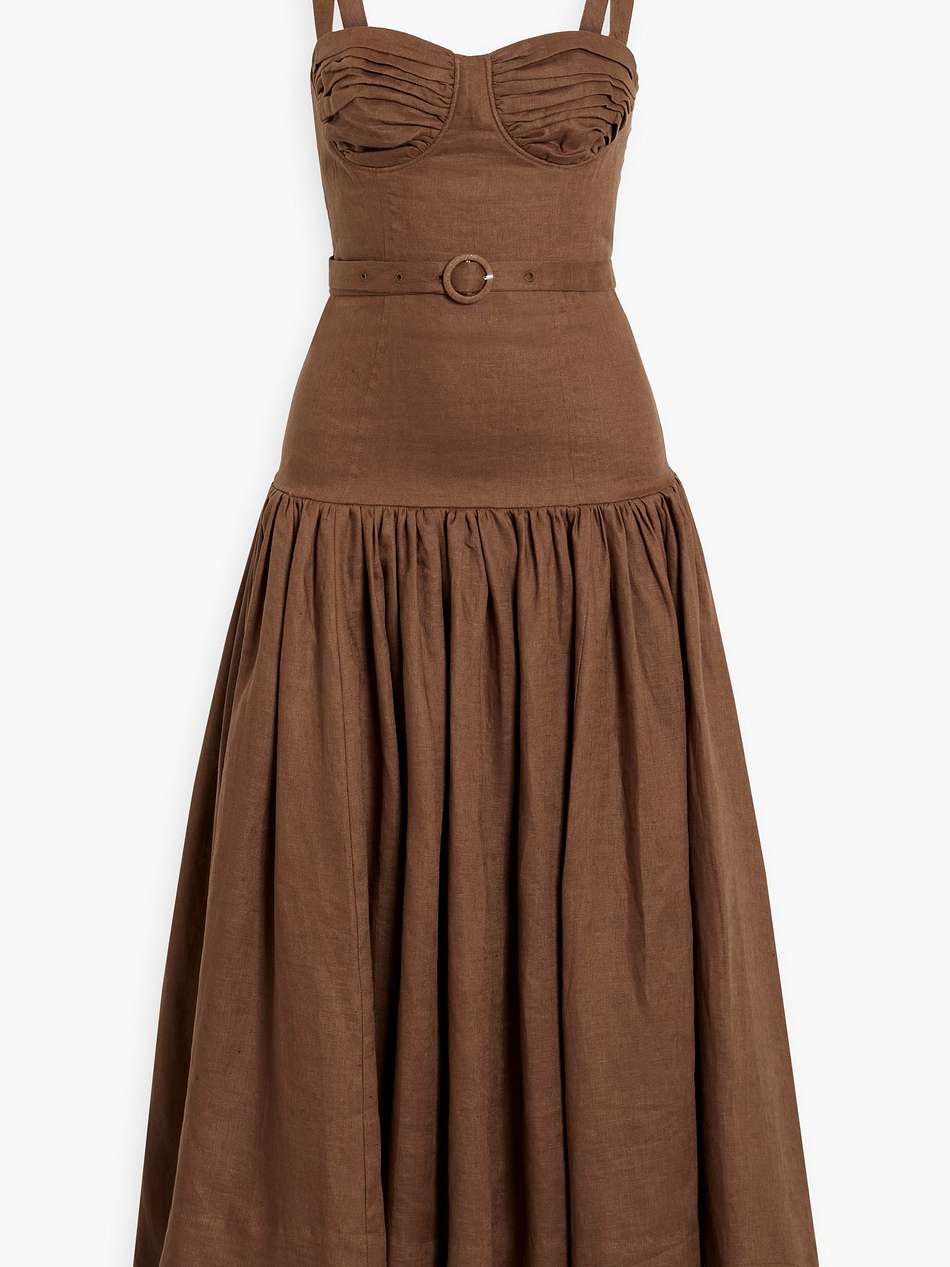 drenica belted ruched linen maxi dress