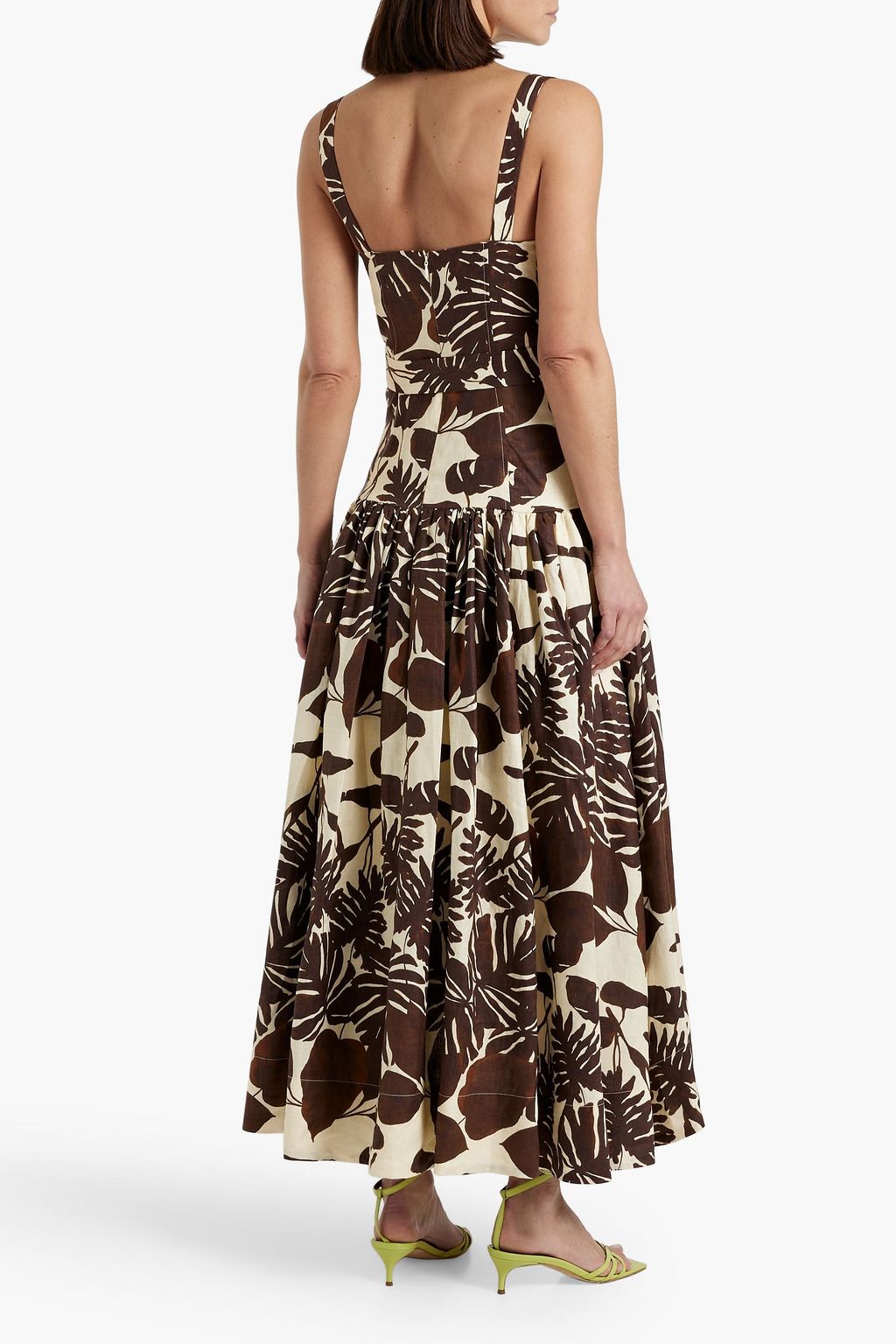 NICHOLAS Belted floral-print linen maxi dress