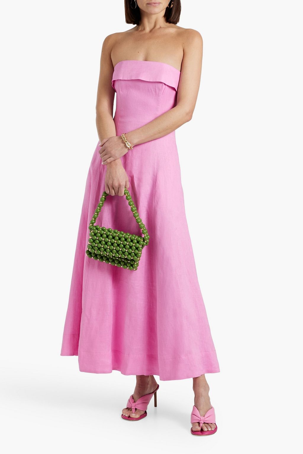 NICHOLAS Strapless linen maxi dress