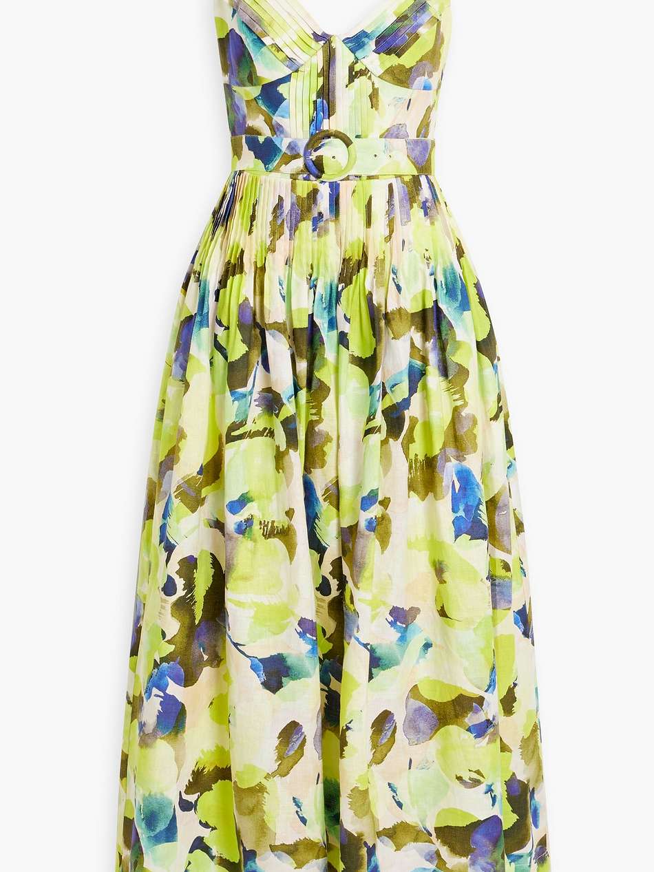 mireille belted printed linen maxi dress