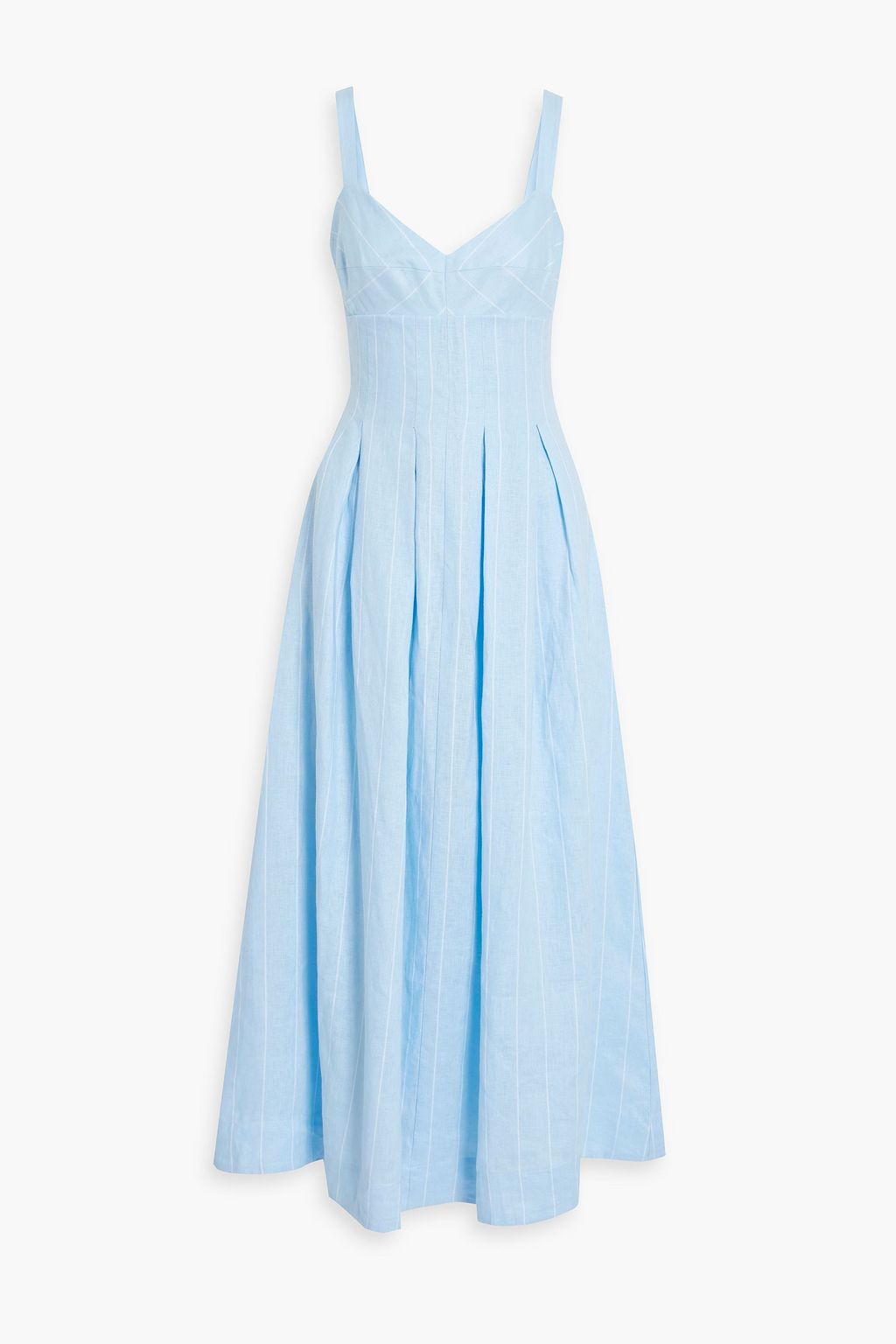 NICHOLAS リネン混 マキシワンピース プリーツ入り ストライプ | THE  