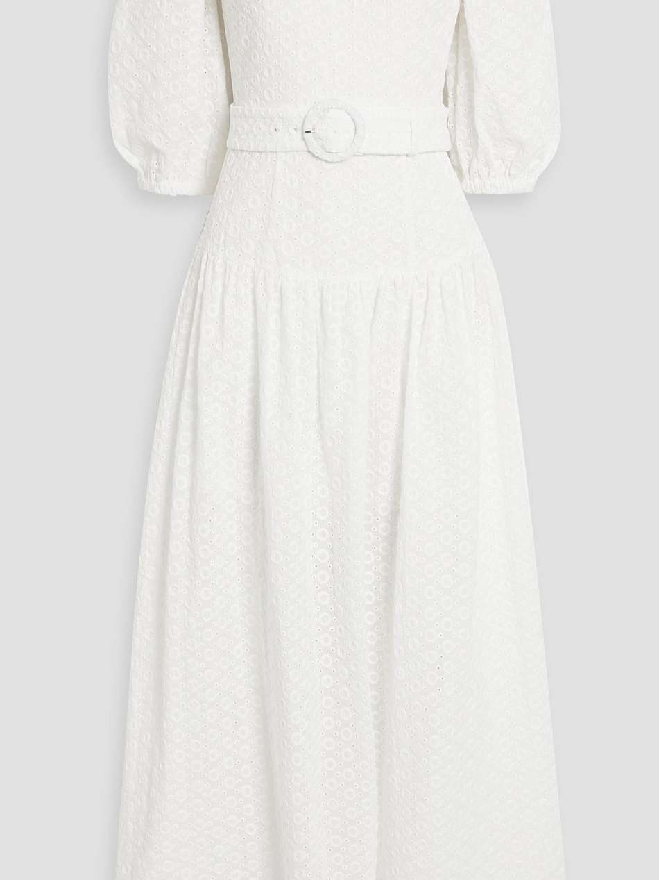 mia off-the-shoulder broderie anglaise cotton maxi dress