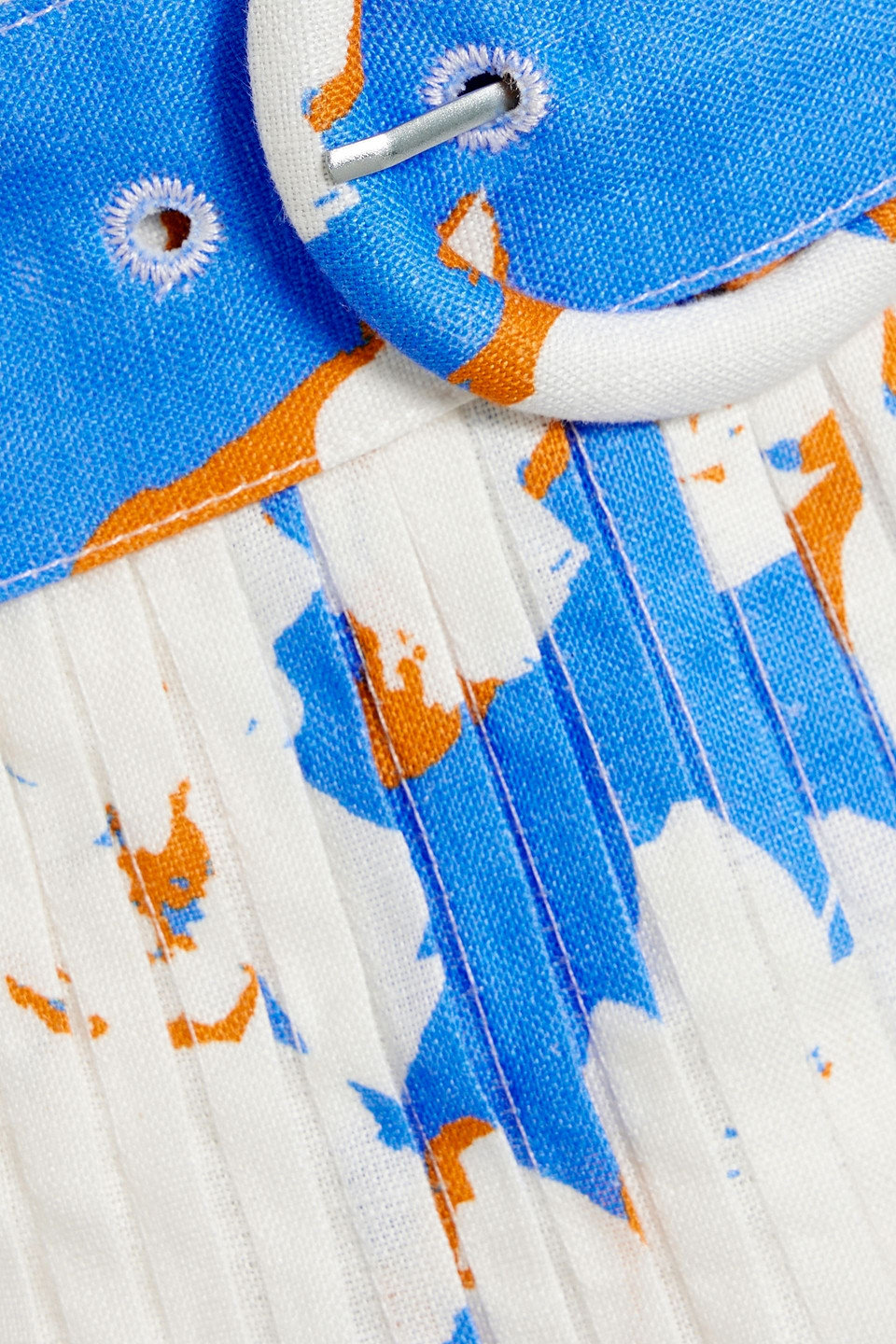 Nicholas Amabelle Pintucked Floral-print Linen Midi Skirt In Azure