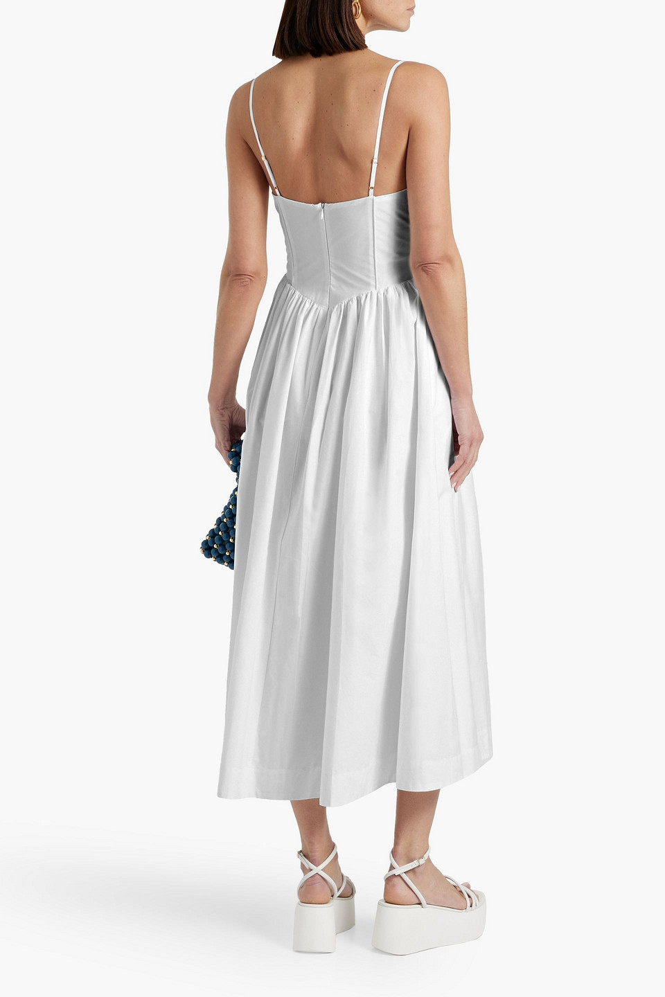 Shop Nicholas Cotton-poplin Midi Dress In White