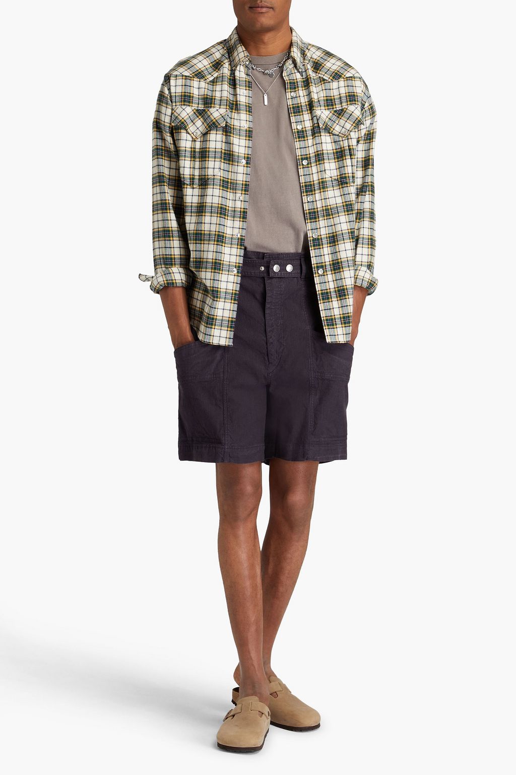 ISABEL MARANT Belted linen-blend ripstop cargo shorts