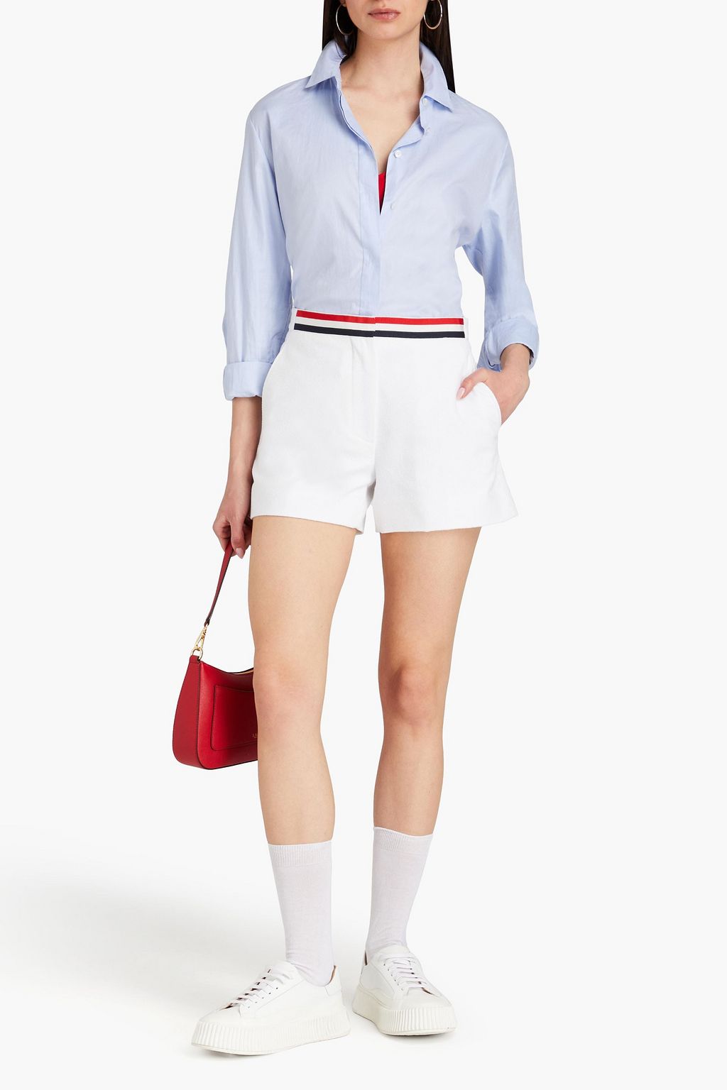 THOM BROWNE شورت من مزيج من القطن بحبكة بوكليه
