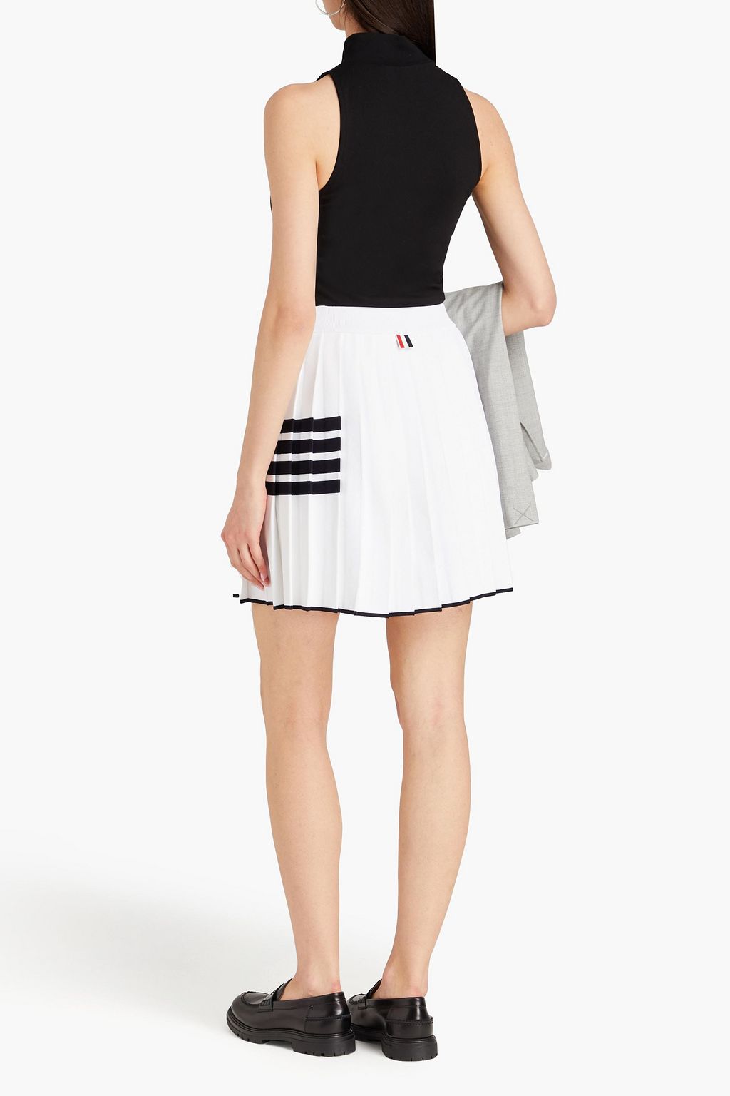 THOM BROWNE Wrap-effect pleated knitted mini skirt