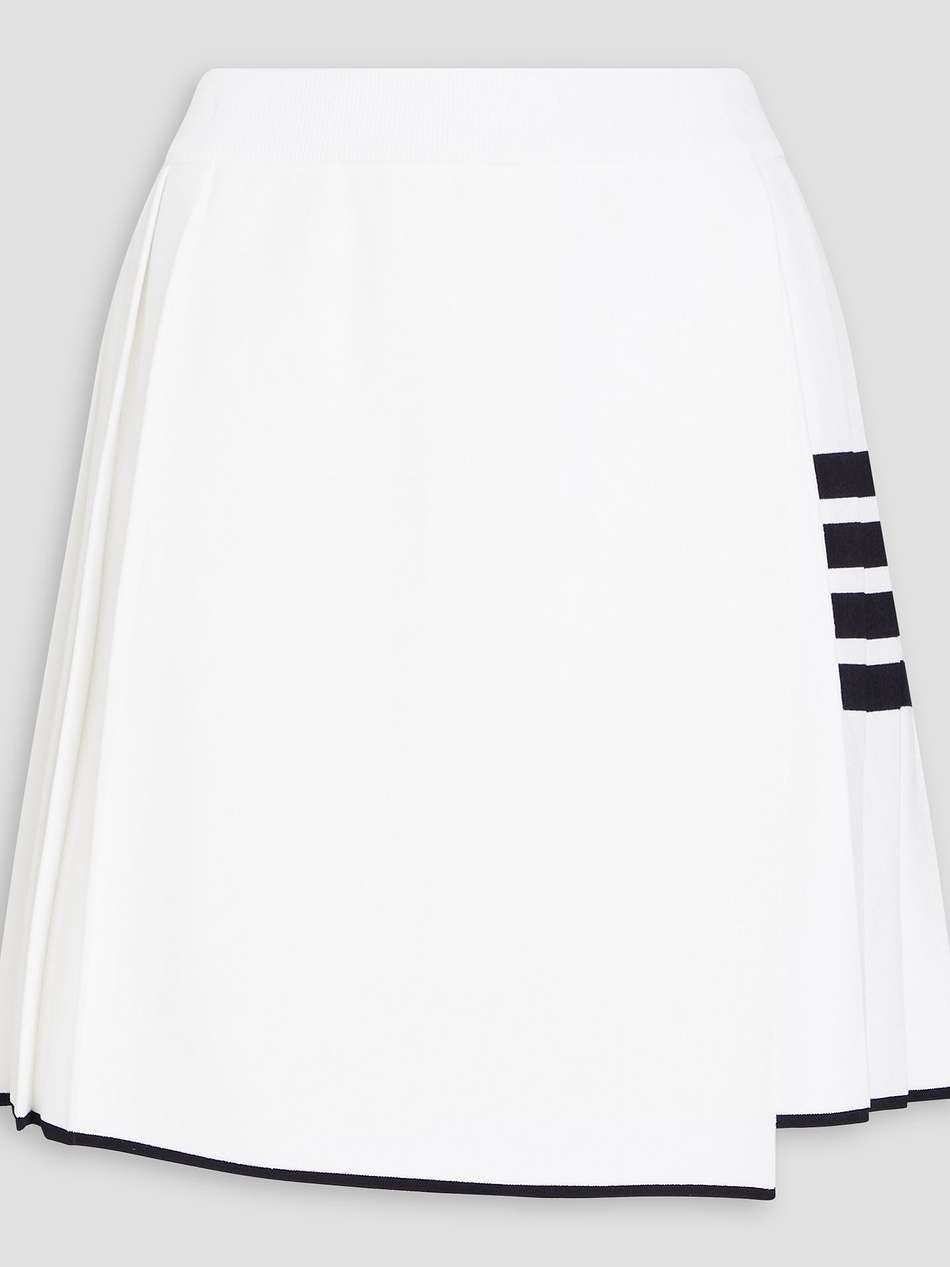 wrap-effect pleated knitted mini skirt