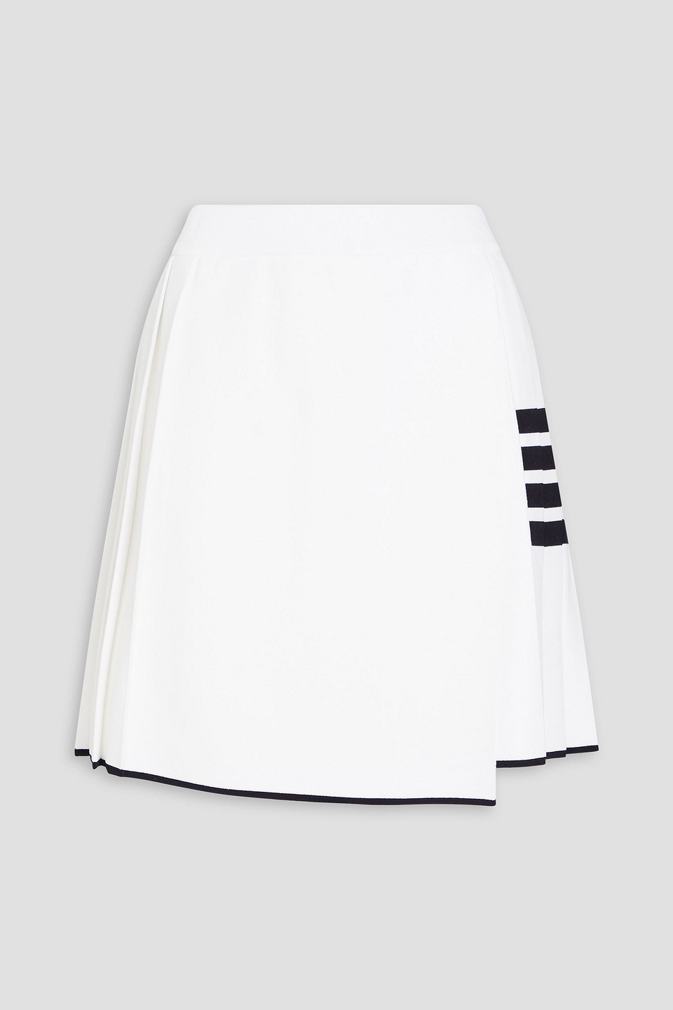 Wrap-effect pleated knitted mini skirt
