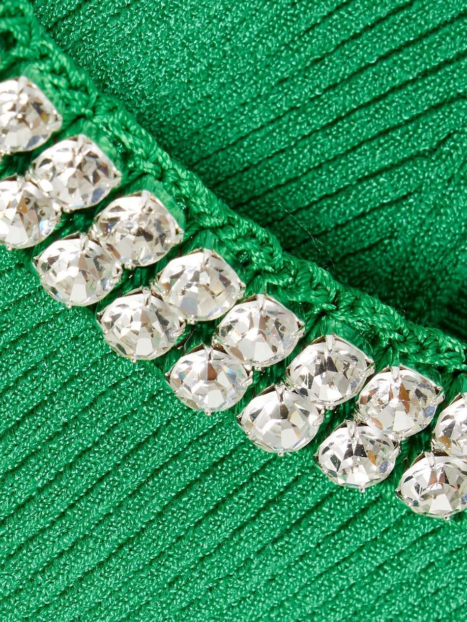 crystal-embellished ribbed-knit mini dress