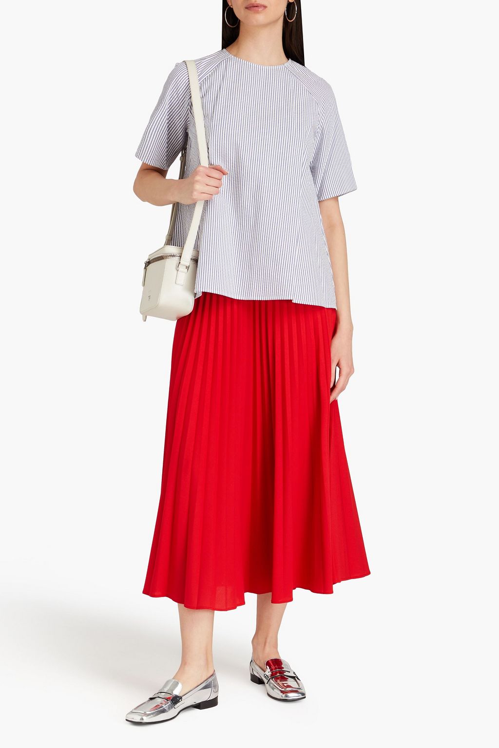 THOM BROWNE Striped cotton-seersucker top