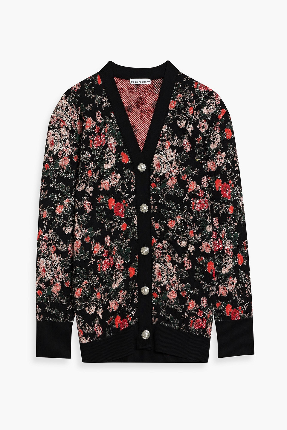 Rabanne Jacquard-knit Wool Cardigan In Black