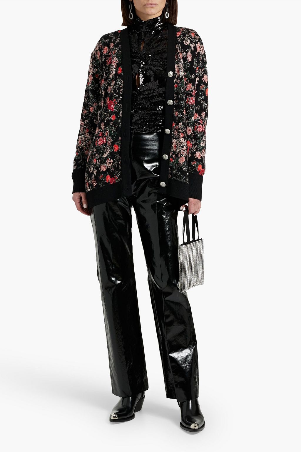 RABANNE Jacquard-knit wool cardigan