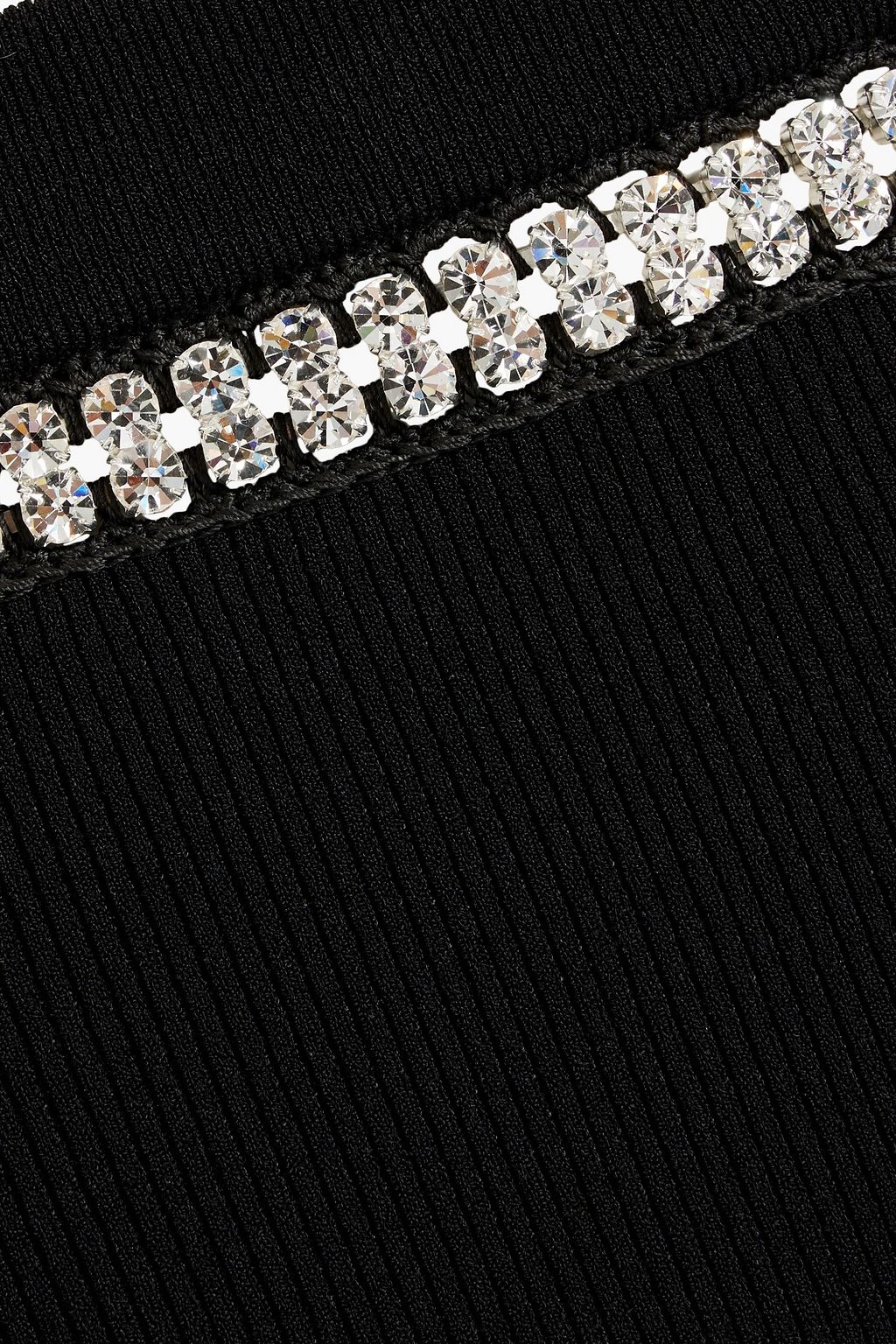 RABANNE Crystal-embellished ribbed-knit shorts